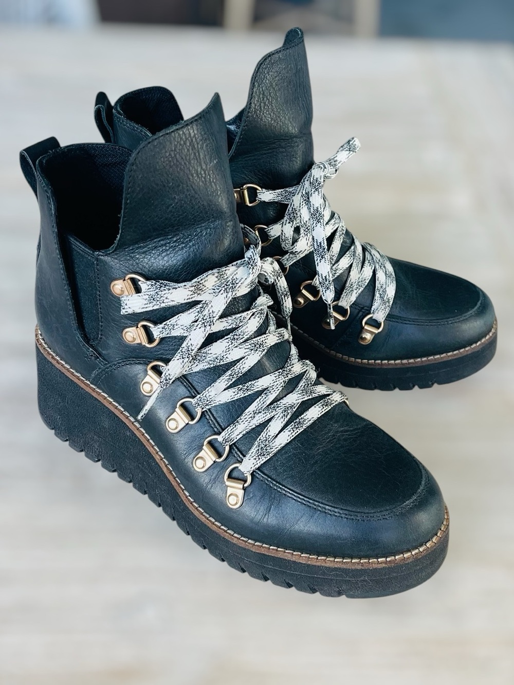Cole Haan Grand Waterproof Black Leather Hiker Boots Size 8